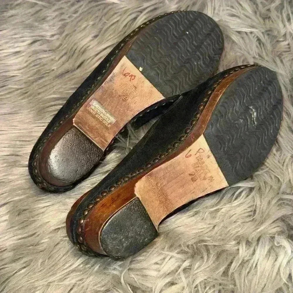 Vintage Kors Michael Kors Suede Wooden Mules Made in Italy Size 7 - Picture 8 of 9